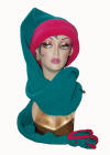 60" supper sleepy hat in teal and pink polar fleece