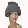 tassel beanie in grey polar fleece