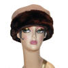 pillbox hat style in camel polar fleece and chocolate faux fur