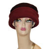 cuffed pillbox hat in black and merlot polar fleece