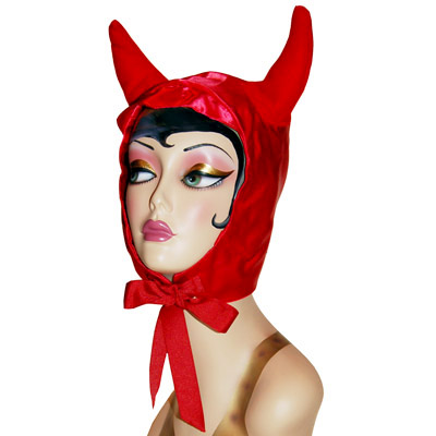 Satin Devil Hood Novelty Hat Red