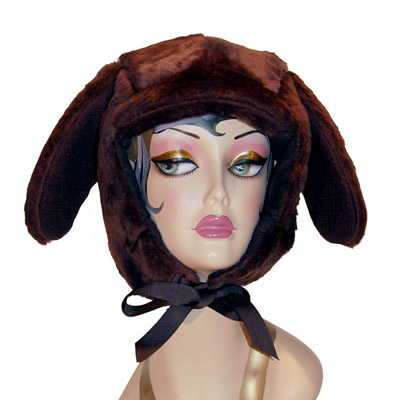 Faux Fur Lab Style Dog Hood Novelty Animal Hat Brown