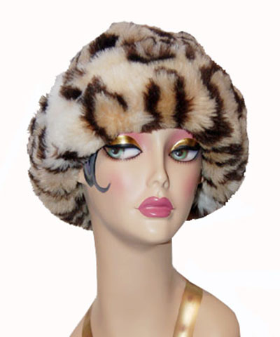 Leopard Faux Fur Cuffed Beanie Hat