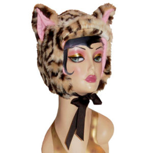 Leopard Faux Fur Cat Hood Novelty Animal Hat