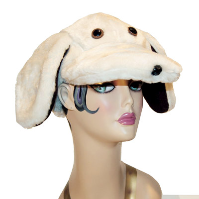 Faux Fur Lab Style Dog Cap Novelty Animal Hat Yellow Ivory
