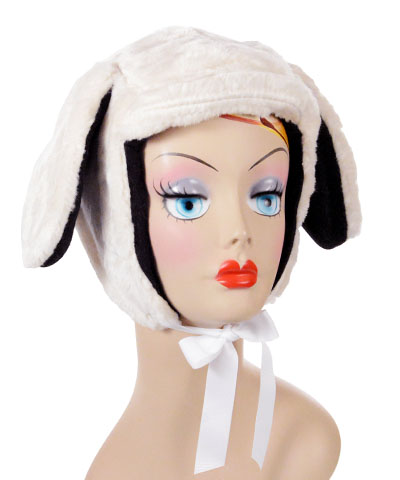 Faux Fur Lab Style Dog Hood Novelty Animal Hat White