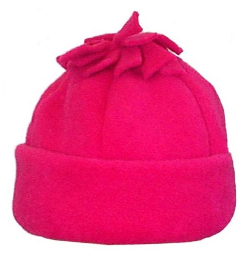 Tassel Polar Fleece Cuffed Six Panel Beanie Hat Pink