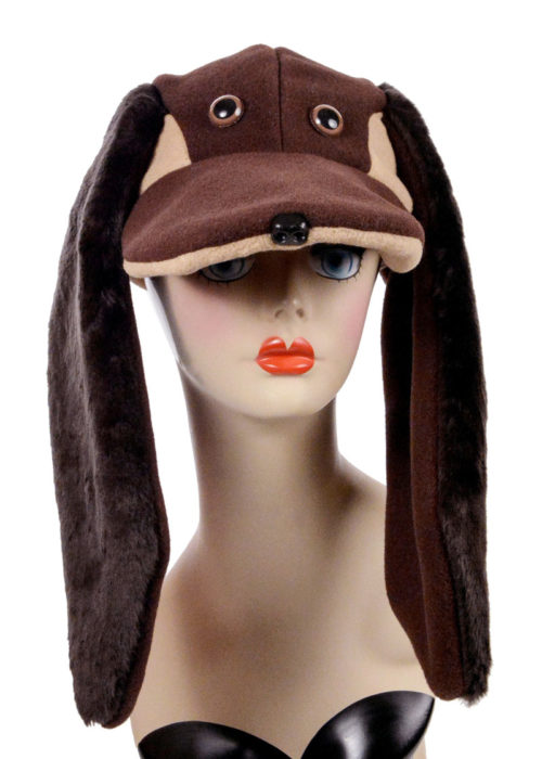 Polar Fleece Faux Fur Hound Dog Cap Novelty Animal Hat Front