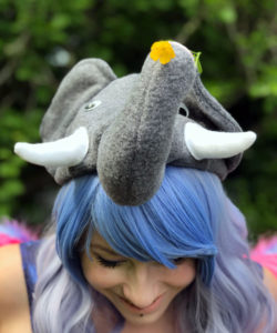 Polar Fleece Elephant Style Cap Novelty Animal Hat Gray Model Shot