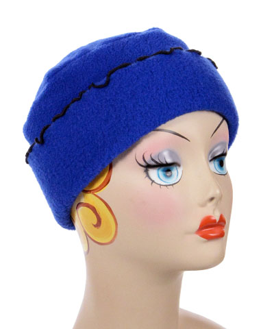 Royal Blue Polar Fleece Ruffled Cuffed Pillbox