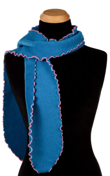 Aqua Polar Fleece Ruffled Scarf