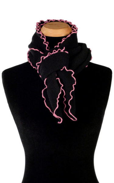 Black Polar Fleece Ruffled Scarf