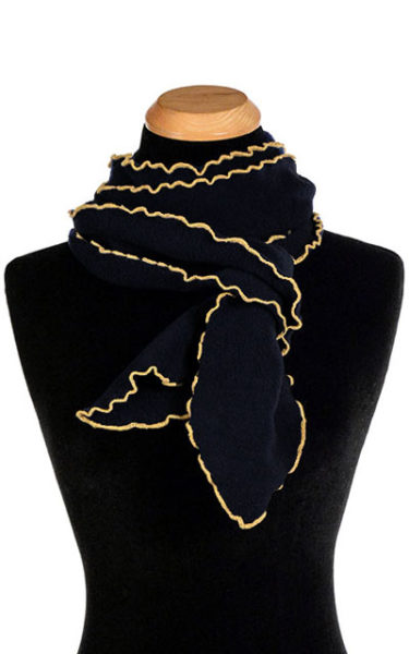 Black Polar Fleece Ruffled Scarf