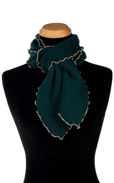 Forest Green Polar Fleece Ruffled Scarf