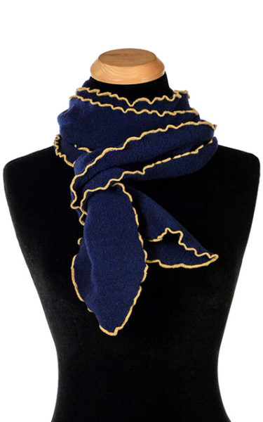 Navy Blue Polar Fleece Ruffled Scarf