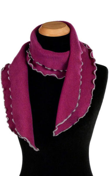 Wine Berry Polar Fleece Ruffled Scarf