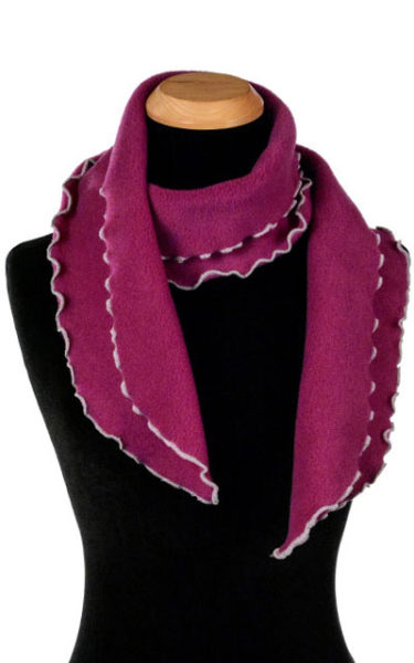 Wine Berry Polar Fleece Ruffled Scarf