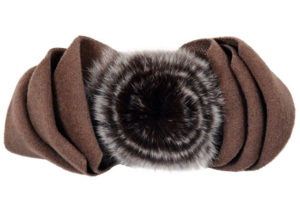 Polar Fleece & Fur Bow in Brown