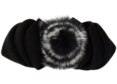 Polar Fleece & Fur Bow in Black