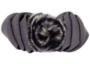 Polar Fleece & Fur Bow in Gray