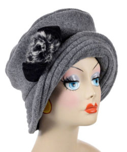 Polar Fleece & Fur Bow in Black on Charcoal Coachwoman