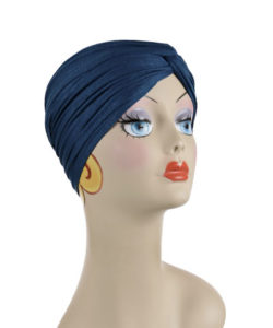 Head Wrap in Candy Shop Jersey Knit in Blue Razz Full Coverage