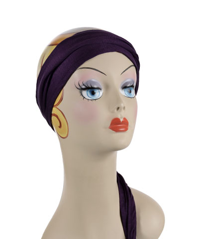 Head Wrap in Candy Shop Jersey Knit in Plum Pudding