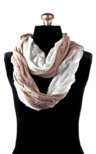 Infinity Scarf in Fan Dance in Cloud with Dusty Rose