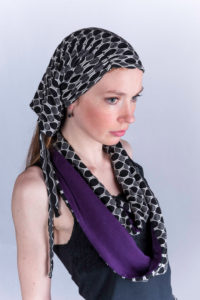 Infinity Scarf in Reeds with Plum Pudding with Raquel - Model Shot