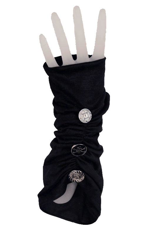 Ruched Fingerless Gloves in Candy Shop Jersey Knit in Licorice