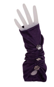 Ruched Fingerless Gloves in Candy Shop Jersey Knit in Plum Pudding