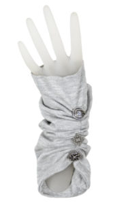 Ruched Fingerless Gloves in Candy Shop Jersey Knit in Silver Pear